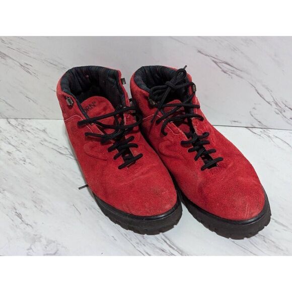 Tretorn Women's Red Suede Lace-Up Almond Toe Ankle Boots Size 8 - Picture 7 of 9